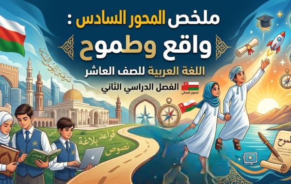 ملخص المحور السادس: واقع وطموح لمادة اللغة العربية للصف العاشر الفصل الدراسي الثاني المنهج العماني