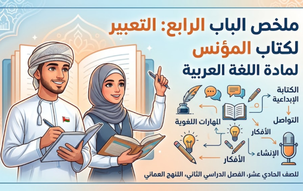 ملخص الباب الرابع: التعبير لكتاب المؤنس لمادة اللغة العربية للصف الحادي عشر الفصل الدراسي الثاني المنهج العماني