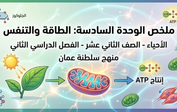 ملخص الوحدة السادسة الطاقة والتنفس لمادة الاحياء للصف الثاني عشر الفصل الدراسي الثاني لمنهج سلطنة عمان