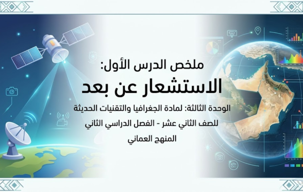 ملخص الدرس الاول الاستشعار عن بعد الوحدة الثالثة لمادة الجغرافيا والتقنيات الحديثة للصف الثاني عشر الفصل الدراسي الثاني المنهج العماني