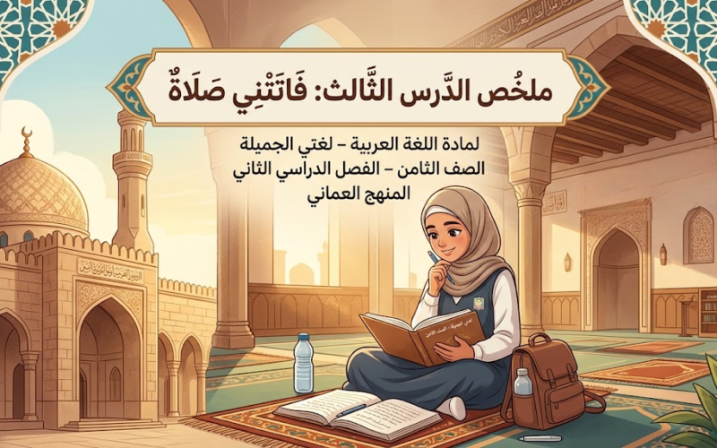 ملخص الدرس الثالث: فاتتني صلاة لمادة اللغة العربية لغتي الجميلة للصف الثامن الفصل الدراسي الثاني المنهج العماني