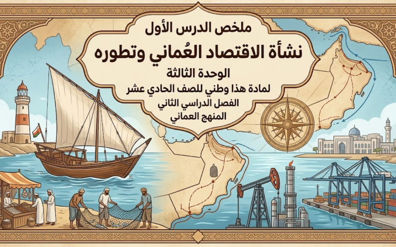 ملخص الدرس الأول نشأة الاقتصاد العُماني وتطوره الوحدة الثالثة لمادة هذا وطني للصف الحادي عشر الفصل الدراسي الثاني المنهج العماني