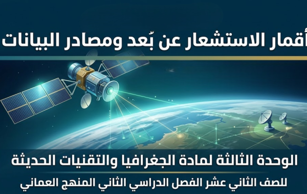 ملخص الدرس الثاني أقمار الاستشعار عن بُعد ومصادر البيانات الوحدة الثالثة لمادة الجغرافيا والتقنيات الحديثة للصف الثاني عشر الفصل الدراسي الثاني المنهج العماني