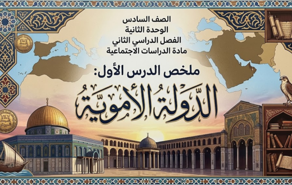 ملخص الدرس الأول: الدولة الأموية لمادة الدراسات الاجتماعية للصف السادس الوحدة الثانية الفصل الدراسي الثاني المنهج العماني