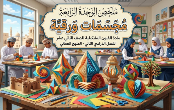 ملخص الوحدة الرابعة مجسمات ورقية لمادة الفنون التشكيلية للصف الثاني عشر الفصل الدراسي الثاني المنهج العماني
