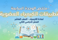 ملخص الوحدة السابعة: تطبيقات الكيمياء العضوية لمادة الكيمياء للصف العاشر الفصل الدراسي الثاني المنهج العماني