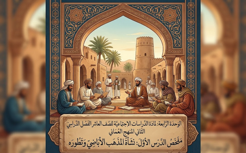 ملخص الدرس الأول: نشأة المذهب الأباضي وتطوره الوحدة الرابعة لمادة الدراسات الاجتماعية للصف العاشر الفصل الدراسي الثاني المنهج العماني