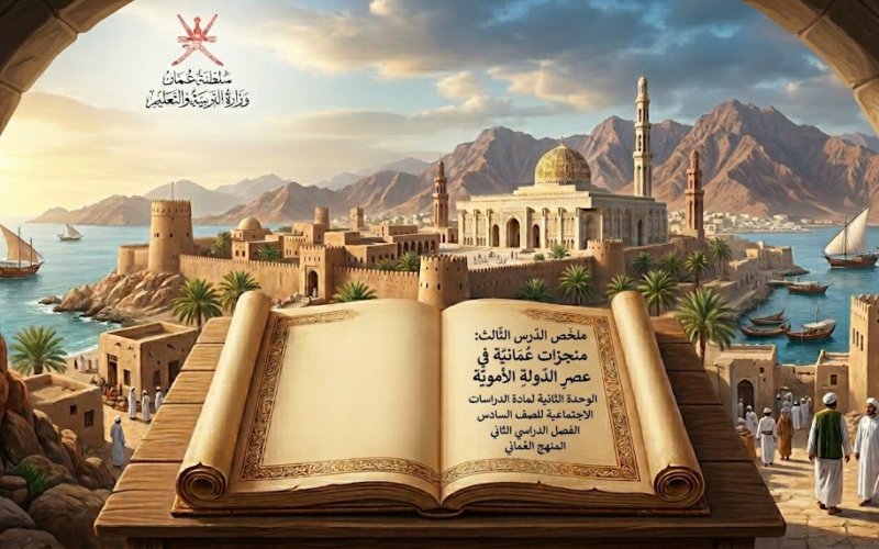ملخص الدرس الثالث: منجزات عُمانية في عصر الدولة الأموية الوحدة الثانية لمادة الدراسات الاجتماعية للصف السادس الفصل الدراسي الثاني المنهج العماني