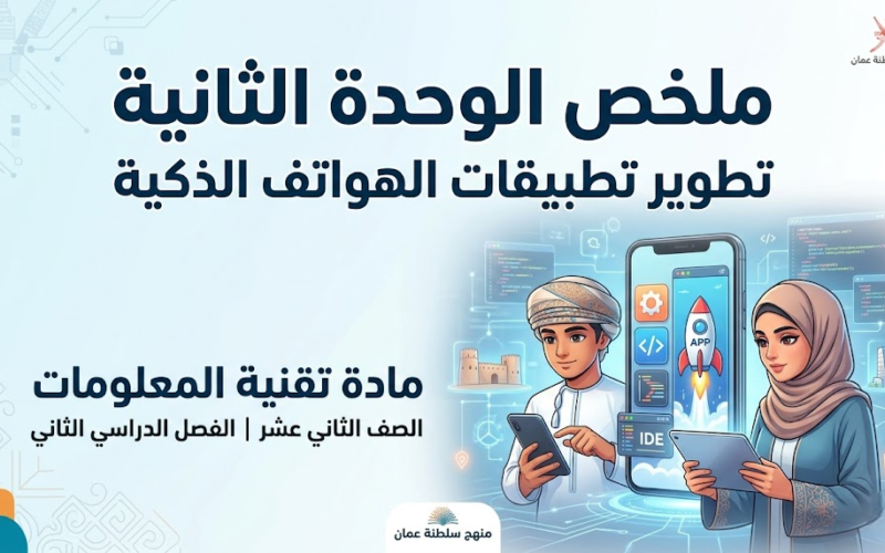 ملخص الوحدة الثانية تطوير تطبيقات الهواتف الذكية لمادة تقنية المعلومات للصف الثاني عشر الفصل الدراسي الثاني المنهج العماني