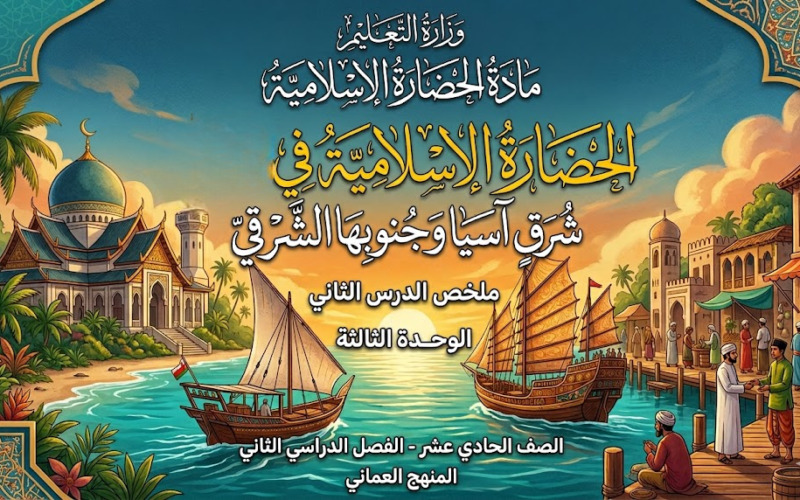 ملخص الدرس الثاني الحضارة الإسلامية في شرق آسيا وجنوبها الشرقي الوحدة الثالثة لمادة الحضارة الاسلامية للصف الحادي عشر الفصل الدراسي الثاني المنهج العماني