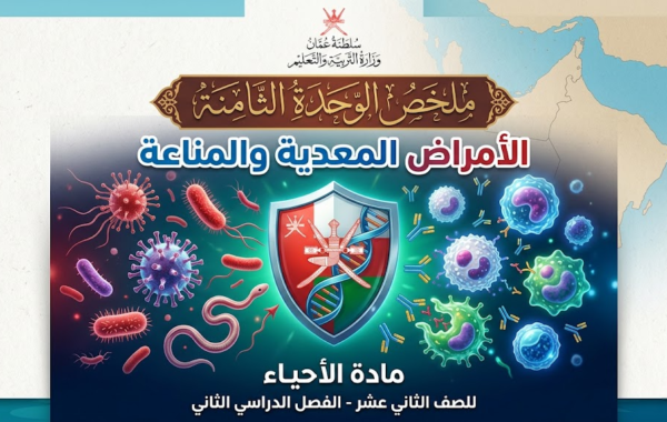 ملخص الوحدة الثامنة الأمراض المعدية والمناعة لمادة الاحياء للصف الثاني عشر الفصل الدراسي الثاني لمنهج سلطنة عمان