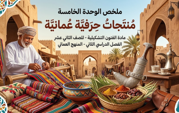 ملخص الوحدة الخامسة منتجات حِرَفية عُمانية لمادة الفنون التشكيلية للصف الثاني عشر الفصل الدراسي الثاني المنهج العماني