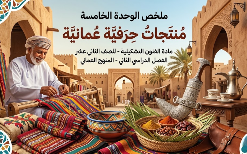 ملخص الوحدة الخامسة منتجات حِرَفية عُمانية لمادة الفنون التشكيلية للصف الثاني عشر الفصل الدراسي الثاني المنهج العماني