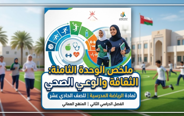 ملخص الوحدة الثامنة: الثقافة والوعي الصحي لمادة الرياضة المدرسية للصف الحادي عشر الفصل الدراسي الثاني المنهج العماني