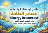 ملخص الوحدة الحادية عشرة: مصادر الطاقة – Energy Resources لمادة الفيزياء للصف التاسع الفصل الدراسي الثاني المنهج العماني