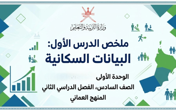 ملخص الدرس الأول: البيانات السكانية الوحدة الاولى لمادة الدراسات الاجتماعية للصف السادس الفصل الدراسي الثاني المنهج العماني