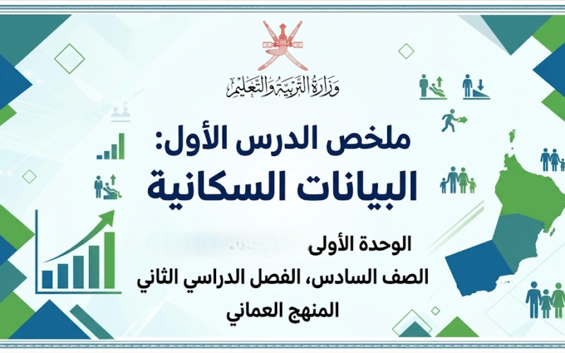 ملخص الدرس الأول: البيانات السكانية الوحدة الاولى لمادة الدراسات الاجتماعية للصف السادس الفصل الدراسي الثاني المنهج العماني