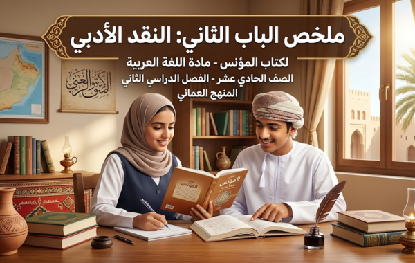 ملخص الباب الثاني: النقد الأدبي لكتاب المؤنس لمادة اللغة العربية للصف الحادي عشر الفصل الدراسي الثاني المنهج العماني