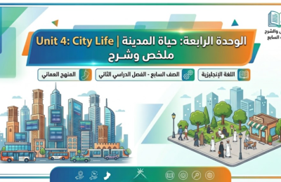 ملخص وشرح الوحدة الرابعة: حياة المدينة | Unit 4: City Life لمادة اللغة الانجليزية للصف السابع الفصل الدراسي الثاني المنهج العماني