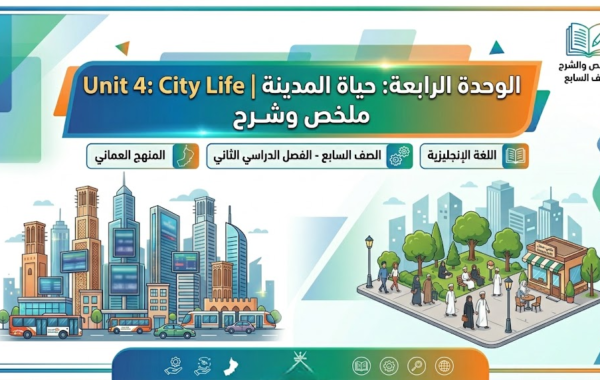 ملخص وشرح الوحدة الرابعة: حياة المدينة | Unit 4: City Life لمادة اللغة الانجليزية للصف السابع الفصل الدراسي الثاني المنهج العماني