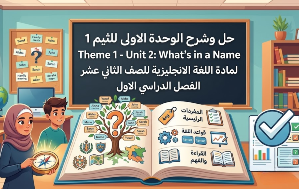 حل وشرح الوحدة الاولى للثيم 1 Theme 1 – Unit 2: What’s in a Name لمادة اللغة الانجليزية للصف الثاني عشر الفصل الدراسي الاول