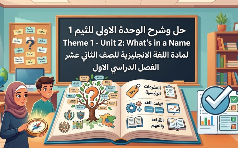حل وشرح الوحدة الاولى للثيم 1 Theme 1 - Unit 2 What’s in a Name لمادة اللغة الانجليزية للصف الثاني عشر الفصل الدراسي الاول