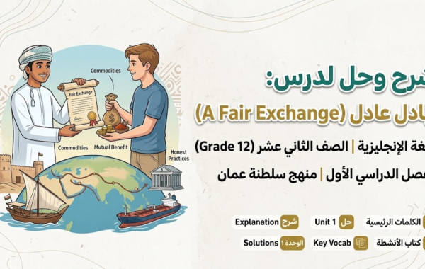 شرح وحل لدرس “Theme 1 – Unit 1: A Fair Exchange” لمادة اللغة الانجليزية للصف الثاني عشر الفصل الدراسي الاول