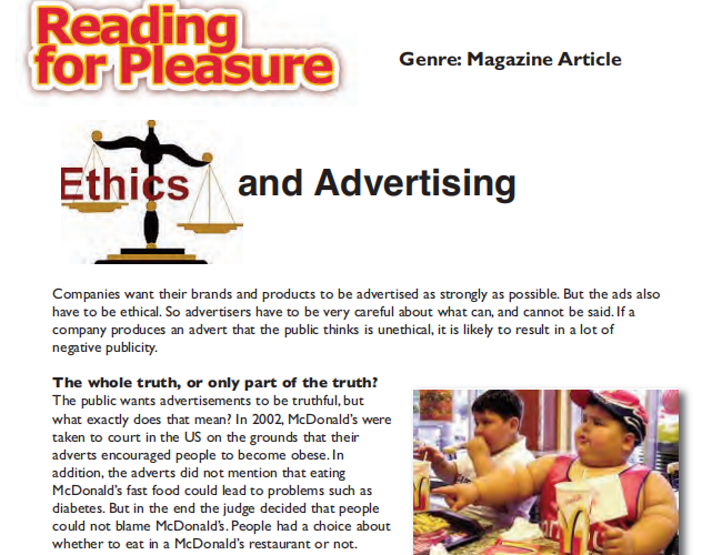 شرح درس Reading for Pleasure Genre: Magazine Article الثيم 1 لمادة اللغة الانجليزية للصف الثاني عشر الفصل الدراسي الاول المنهج العماني