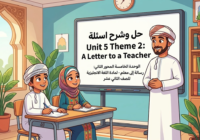 حل وشرح اسئلة Unit 5 Theme 2 A Letter to a Teacher الوحدة الخامسة المحور الثاني رسالة إلى معلم لمادة اللغة الانجليزية للصف الثاني عشر الفصل الدراسي الاول