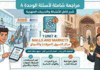 حل وشرح الوحدة الرابعة من الثيم 1 مراكز التسوق (المولات) والاسواق Theme 1 unit 1: Malls and Markets لمادة اللغة الانجليزية للصف الثاني عشر الفصل الدراسي الاول