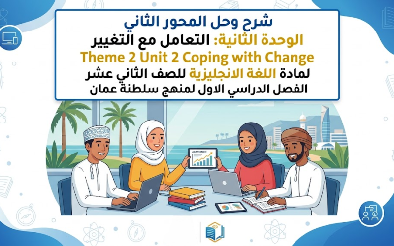 شرح وحل المحور الثاني الوحدة الثانية: التعامل مع التغيير Theme 2 Unit 2 Coping with Change لمادة اللغة الانجليزية للصف الثاني عشر الفصل الدراسي الاول لمنهج سلطنة عمان