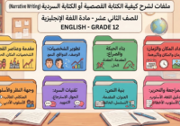 ملفات لشرح كيفية الكتابة القصصية او الكتابة السردية (Narrative Writing) لمادة اللغة الانجليزية للصف الثاني عشر