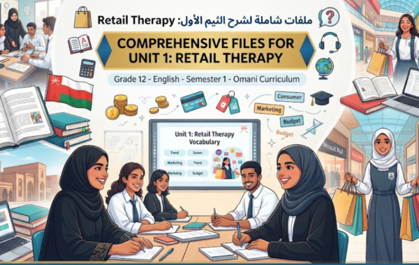 ملفات شاملة لشرح الثيم الاول Retail Therapy لمادة اللغة الانجليزية للصف الثاني عشر الفصل الدراسي الاول المنهج العماني