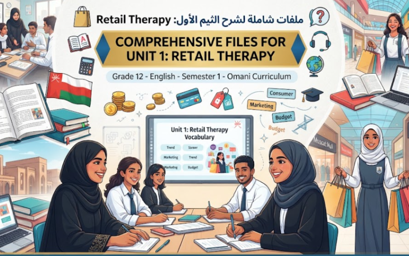 ملفات شاملة لشرح الثيم الاول Retail Therapy لمادة اللغة الانجليزية للصف الثاني عشر الفصل الدراسي الاول المنهج العماني