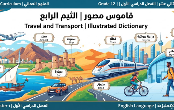 قاموس مصور للثيم الرابع Travel and Transport لمادة اللغة الانجليزية للصف الثاني عشر الفصل الدراسي الاول المنهج العماني