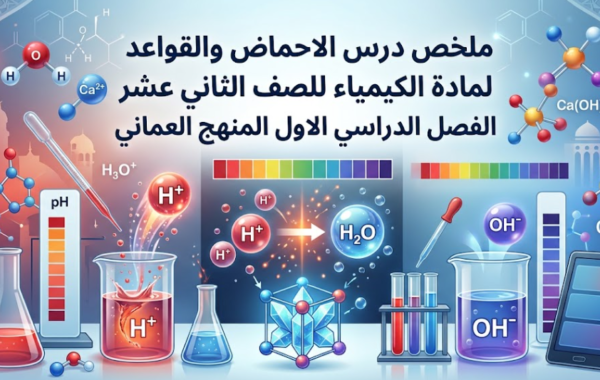 ملخص درس الاحماض والقواعد لمادة الكيمياء للصف الثاني عشر الفصل الدراسي الاول المنهج العماني