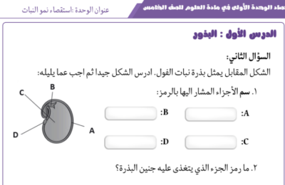 انشطة حصاد الوحدة الاولى استقصاء نمو النبات مع الحل لمادة العلوم للصف الخامس الفصل الدراسي الاول المنهج العماني