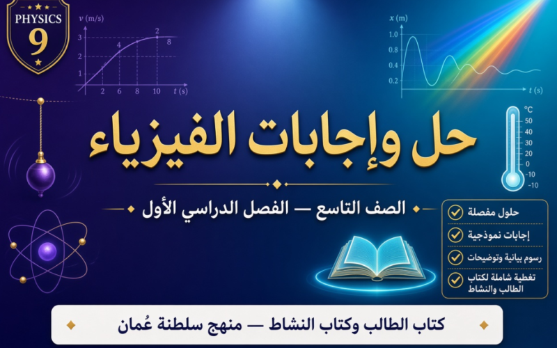 ملف حل وإجابات كتاب الطالب وكتاب النشاط لمادة الفيزياء الصف التاسع الفصل الأول - منهج سلطنة عمان