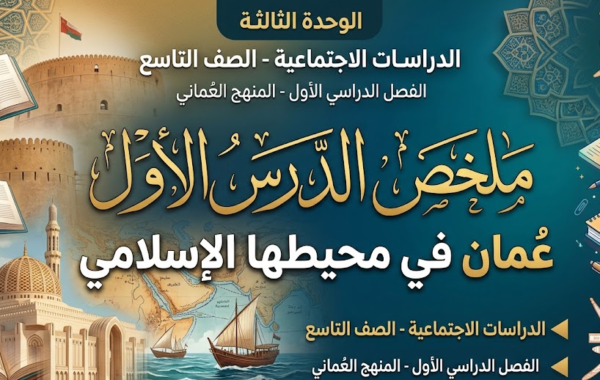ملخص الدرس الأول من الوحدة الثالثة عُمان في محيطها الإسلامي لمادة الدراسات الاجتماعية للصف التاسع الفصل الدراسي الاول المنهج العماني