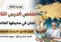 ملخص الدرس الثاني من الوحدة الثالثة عُمان في محيطها العالمي للصف التاسع لمادة الدراسات الاجتماعية للفصل الدراسي الاول لمنهج سلطنة عمان