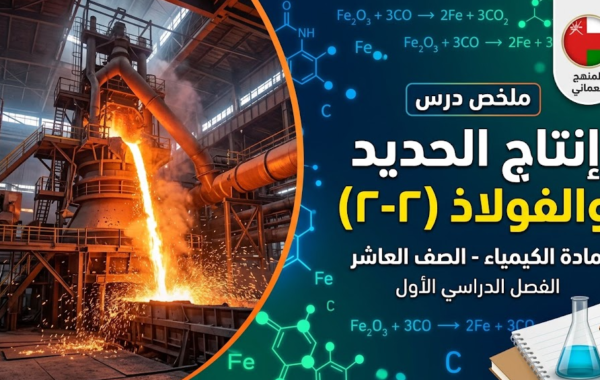 ملخص درس إنتاج الحديد والفولاذ (٢-٢) لمادة الكيمياء للصف العاشر الفصل الدراسي الاول المنهج العماني