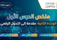 ملخص الدرس الأول الوحدة الثانية مقدمة إلى التحوُّل الرقمي لمادة تقنية المعلومات للصف الثاني عشر الفصل الدراسي الاول