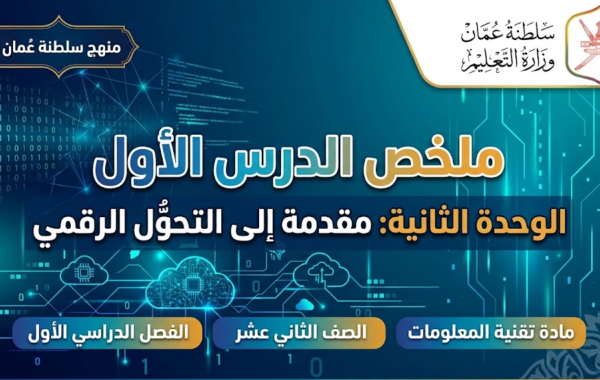 ملخص الدرس الأول الوحدة الثانية مقدمة إلى التحوُّل الرقمي لمادة تقنية المعلومات للصف الثاني عشر الفصل الدراسي الاول