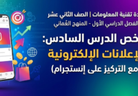 ملخص الدرس السادس: الإعلانات الإلكترونية (مع التركيز على إنستجرام) لمادة تقنية المعلومات للصف الثاني عشر الفصل الدراسي الاول المنهج العماني