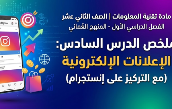 ملخص الدرس السادس: الإعلانات الإلكترونية (مع التركيز على إنستجرام) لمادة تقنية المعلومات للصف الثاني عشر الفصل الدراسي الاول المنهج العماني