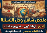 ملخص شامل وحل الاسئلة للدرس: ثورات كبرى… تغير وجه العالم لمادة العالم من حولي للصف الثاني عشر الفصل الدراسي الاول المنهج العماني
