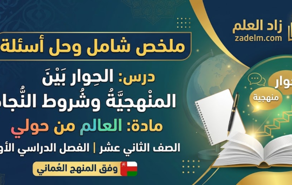 ملخص شامل وحل اسئلة الدرس: الحوار بين المنهجية وشروط النجاح لمادة العالم من حولي للصف الثاني عشر الفصل الدراسي الاول المنهج العماني