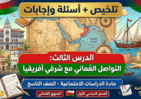 lلخص واسئلة واجابات عن الدرس الثالث من الوحدة الثانية التواصل العماني مع شرقي أفريقيا لمادة الدراسات الاجتماعية للصف التاسع الفصل الدراسي الاول المنهج العماني