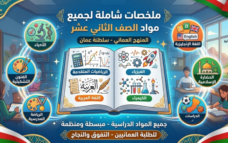 ملخصات جميع المواد للصف الثاني عشر لمنهج سلطنة عمان