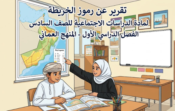 تقرير عن رموز الخريطة لمادة الدراسات الاجتماعية للصف السادس الفصل الدراسي الاول المنهج العماني